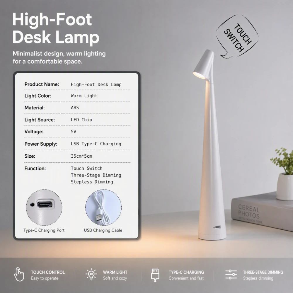 LED Masa Lambası, USB ile Şarj - Desk Setup Minimalist incelemesi ve fiyatı